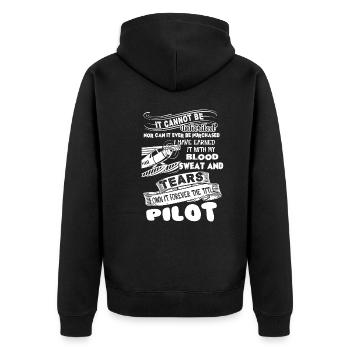 Pilot Forever The Title Pilot - Unisex Premium Organic Zip Hoodie - black - Back - Nico (187cm)