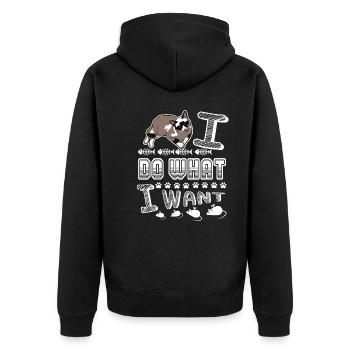 Snowshoe Cat Snowshoe Cat I Do What I Want - Unisex Premium Organic Zip Hoodie - black - Back - Nico (187cm)