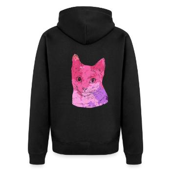 Cat Russian Blue Cat Colorful - Unisex Premium Organic Zip Hoodie - black - Back - Nico (187cm)