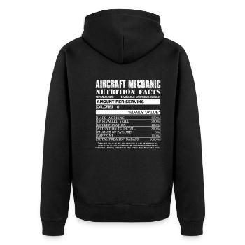 Aircraft Mechanic Nutrition Facts - Unisex Premium Organic Zip Hoodie - black - Back - Nico (187cm)