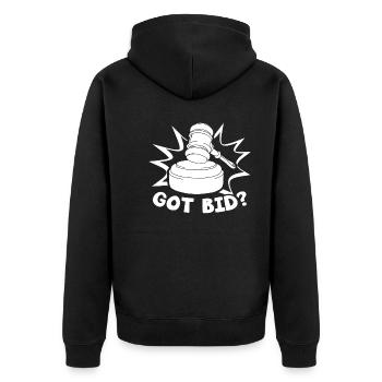 Auctioneer Got Bid - Unisex Premium Organic Zip Hoodie - black - Back - Nico (187cm)
