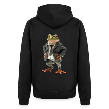 Frog - Unisex Premium Organic Zip Hoodie - black - Back - Nico (187cm)