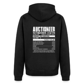 Auctioneer Auctioneer Nutrition Facts - Unisex Premium Organic Zip Hoodie - black - Back - Nico (187cm)