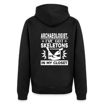 Archaeologist I've Got Skeletons In My Closet - Unisex Premium Organic Zip Hoodie - black - Back - Nico (187cm)