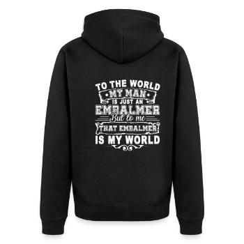Embalmer My Embalmer Is My World - Unisex Premium Organic Zip Hoodie - black - Back - Nico (187cm)