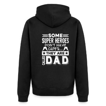 Father's Day Dad Is My Hero - Unisex Premium Organic Zip Hoodie - black - Back - Nico (187cm)