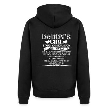 Father's Day Daddy's Girl - Unisex Premium Organic Zip Hoodie - black - Back - Nico (187cm)