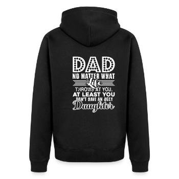 Father's Day Love Dad No Matter What - Unisex Premium Organic Zip Hoodie - black - Back - Nico (187cm)