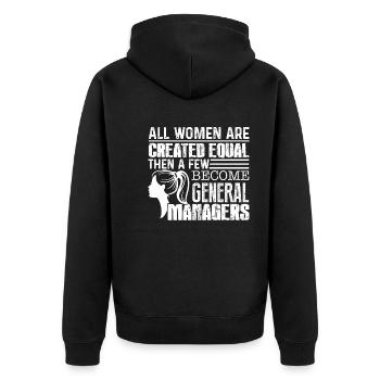 General Manager Few Women Become General Managers - Unisex Premium Organic Zip Hoodie - black - Back - Nico (187cm)