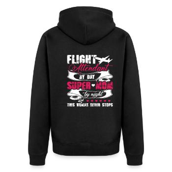 Flight Attendant Flight Attendant Mom - Unisex Premium Organic Zip Hoodie - black - Back - Nico (187cm)