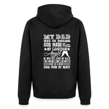 Father's Day God Made Dad An Angel - Unisex Premium Organic Zip Hoodie - black - Back - Nico (187cm)