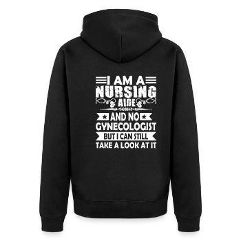Nursing Aide I am A Nursing Aide - Unisex Premium Organic Zip Hoodie - black - Back - Nico (187cm)