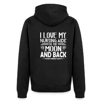 Nursing Aide I Love My Nursing Aide - Unisex Premium Organic Zip Hoodie - black - Back - Nico (187cm)