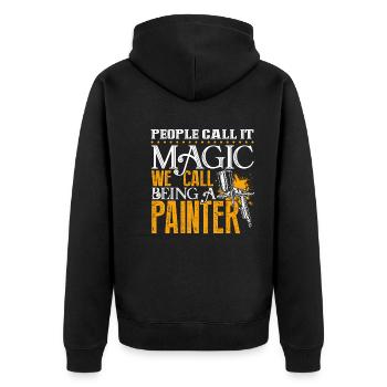 Painter Being A Painter - Unisex Premium Organic Zip Hoodie - black - Back - Nico (187cm)