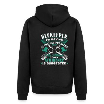 Beekeeper I'm Having Technical Problems - Unisex Premium Organic Zip Hoodie - black - Back - Nico (187cm)