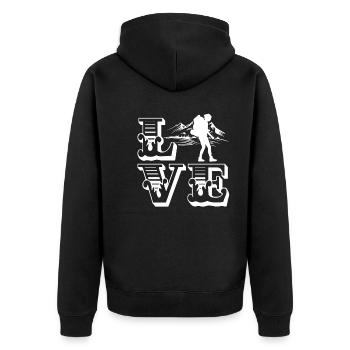 Backpacking Love Backpacking - Unisex Premium Organic Zip Hoodie - black - Back - Nico (187cm)