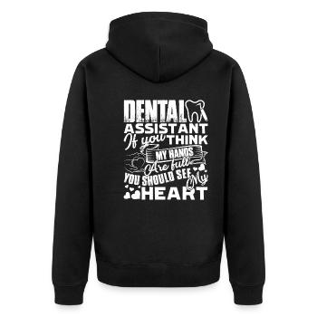 Dental Assistant Dental Assistant Heart - Unisex Premium Organic Zip Hoodie - black - Back - Nico (187cm)