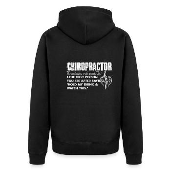 Chiropractor Definition - Unisex Premium Organic Zip Hoodie - black - Back - Nico (187cm)
