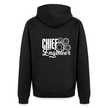 Proud To Be A Chief Engineer - Unisex Premium Organic Zip Hoodie - black - Back - Nico (187cm)
