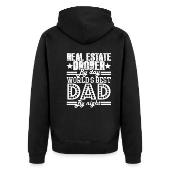 Real Estate Broker Real Estate Broker Dad - Unisex Premium Organic Zip Hoodie - black - Back - Nico (187cm)