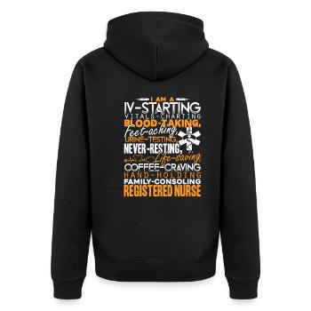 Registered Nurse I Am A Registered Nurse - Unisex Premium Organic Zip Hoodie - black - Back - Nico (187cm)