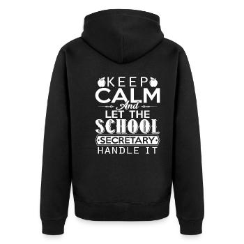 School Secretary Let School Secretary Handle It - Unisex Premium Organic Zip Hoodie - black - Back - Nico (187cm)