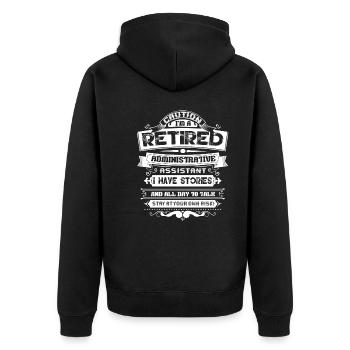Administrative Assistant Caution - Unisex Premium Organic Zip Hoodie - black - Back - Nico (187cm)