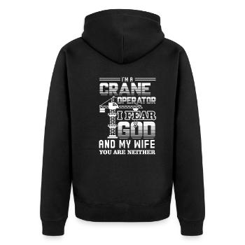 Crane Operator Crane Operator Fear God And Wife - Unisex Premium Organic Zip Hoodie - black - Back - Nico (187cm)