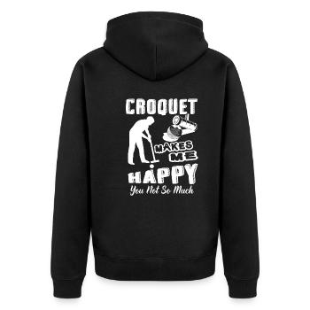 Croquet Makes Me Happy - Unisex Premium Organic Zip Hoodie - black - Back - Nico (187cm)