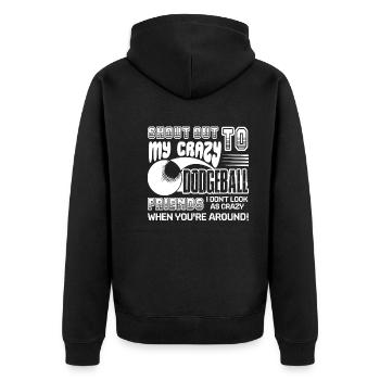 Dodgeball Crazy Dodgeball Friends - Unisex Premium Organic Zip Hoodie - black - Back - Nico (187cm)