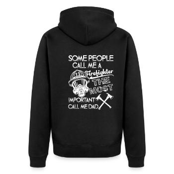 Firefighter Firefighter Dad - Unisex Premium Organic Zip Hoodie - black - Back - Nico (187cm)