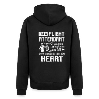 Flight Attendant Flight Attendant Full Heart - Unisex Premium Organic Zip Hoodie - black - Back - Nico (187cm)