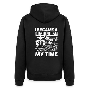 Nicu Nurse I Became A Nicu Nurse - Unisex Premium Organic Zip Hoodie - black - Back - Nico (187cm)