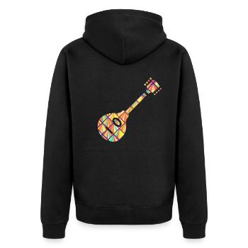 Mandolin Geometric - Unisex Premium Organic Zip Hoodie - black - Back - Nico (187cm)