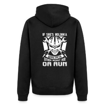 Mechanic Female Mechanic - Unisex Premium Organic Zip Hoodie - black - Back - Nico (187cm)