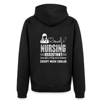 Cooler Nursing Assistant - Unisex Premium Organic Zip Hoodie - black - Back - Nico (187cm)
