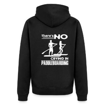 Paddleboarding No Crying In Paddleboarding - Unisex Premium Organic Zip Hoodie - black - Back - Nico (187cm)