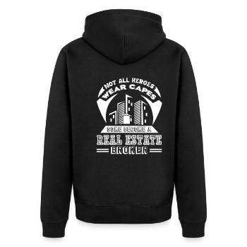 Real Estate Broker Real Estate Broker Hero - Unisex Premium Organic Zip Hoodie - black - Back - Nico (187cm)