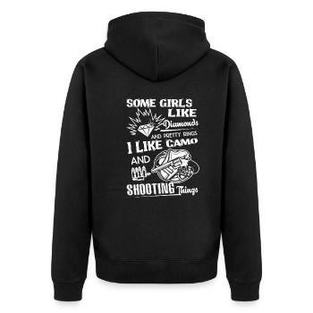Shooting Like Camo And Shooting Things - Unisex Premium Organic Zip Hoodie - black - Back - Nico (187cm)