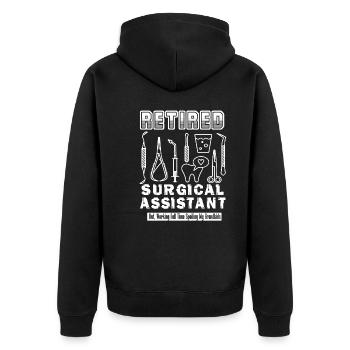 Surgical Assistant Retired Surgical Assistant - Unisex Premium Organic Zip Hoodie - black - Back - Nico (187cm)
