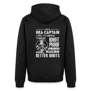 Sea Captain I am A Sea Captain - Unisex Premium Organic Zip Hoodie - black - Back - Nico (187cm)