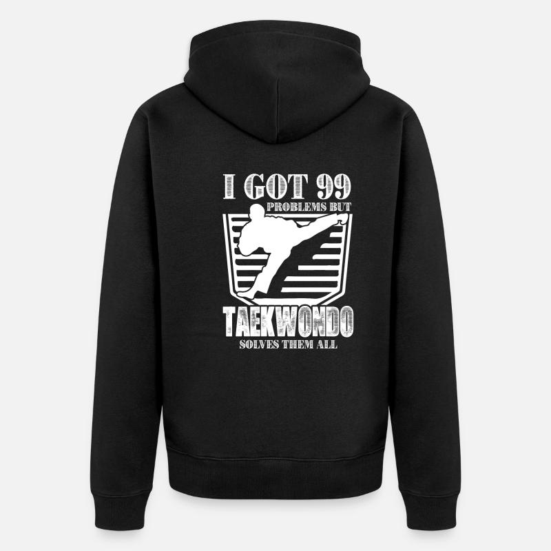 Taekwondo Solves All Problems - Unisex Premium Organic Zip Hoodie - black