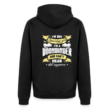 Bookbinder I am A Bookbinder - Unisex Premium Organic Zip Hoodie - black - Back - Nico (187cm)