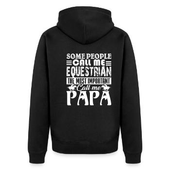 The Most Important Call Me Equestrian Papa - Unisex Premium Organic Zip Hoodie - black - Back - Nico (187cm)