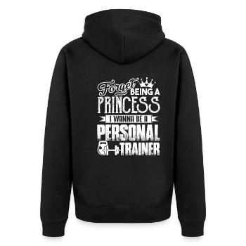 Personal Trainer Wanna Be A Personal Trainer - Unisex Premium Organic Zip Hoodie - black - Back - Nico (187cm)
