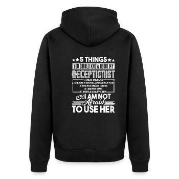 Receptionist 5 Things About My Receptionist - Unisex Premium Organic Zip Hoodie - black - Back - Nico (187cm)
