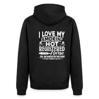 Registered Nurse I Love My Registered Nurse Wife - Unisex Premium Organic Zip Hoodie - black - Back - Nico (187cm)