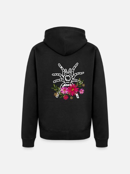 Tarantula With Flowers - Unisex Premium Organic Zip Hoodie - black