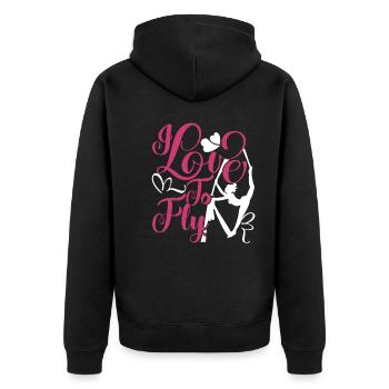 Aerialist I love to Fly Aerialist - Unisex Premium Organic Zip Hoodie - black - Back - Nico (187cm)