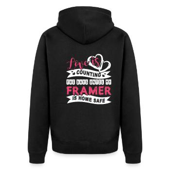Framer I Love My Framer - Unisex Premium Organic Zip Hoodie - black - Back - Nico (187cm)